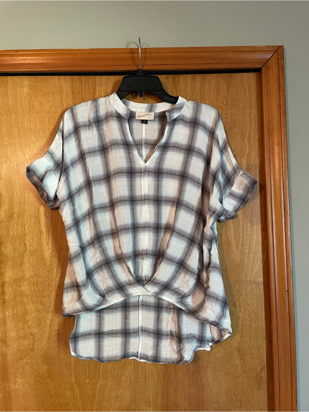 Plaid Knot-Front Women's Blouse